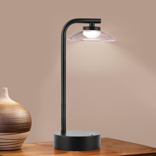 Cordless Battery Powered Led Table Lamp,3 Color Portable Rechargeable Desk Lamp,Minimalist Design Metal Table Lamps with Touch Control,for Living Room/Restaurants/Bars/Camping(Silver)………