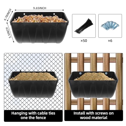 4 Pack Chicken Feeder, Feed Trough with Clips Ties, Hanging Poultry Feeding Equipment, Livestock Feeding Container for Chicken, Duck, Goat, Sheep, Deer, Goose, Turkeys (White)