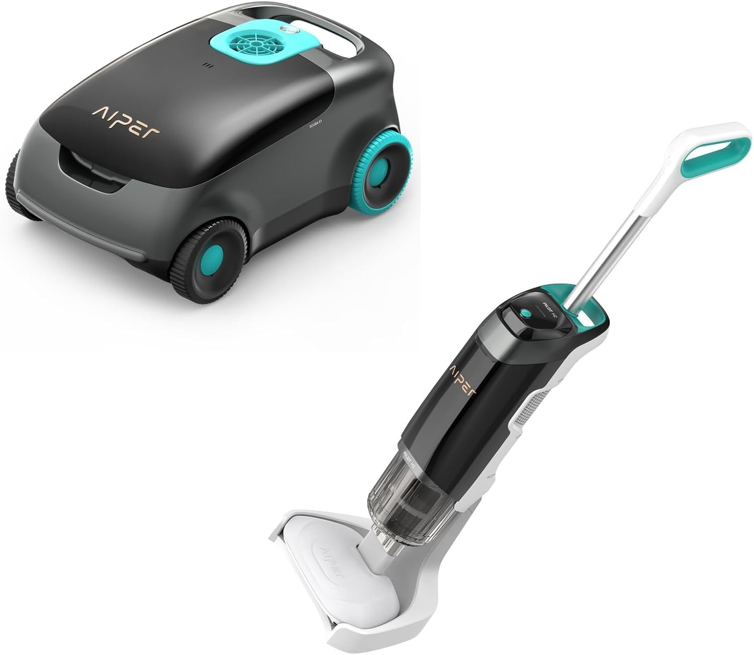 AIPER Handheld Rechargeable Swimming Pool Vacuum with Two Cleaning Modes, Scuba E1 Robotic Pool Cleaner with Dual-Filtration