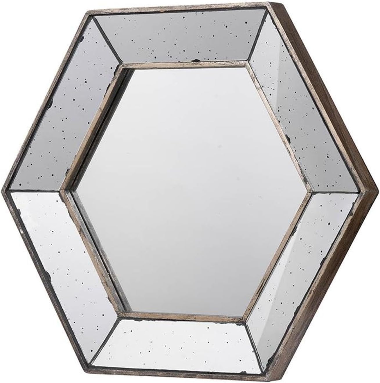 21” x 18” Hexagon Wall Mirror with Traditional Silver Finish, Home Decor Accent Mirror for Living Room, Entryway, Bedroom, Vertical or Horizontal