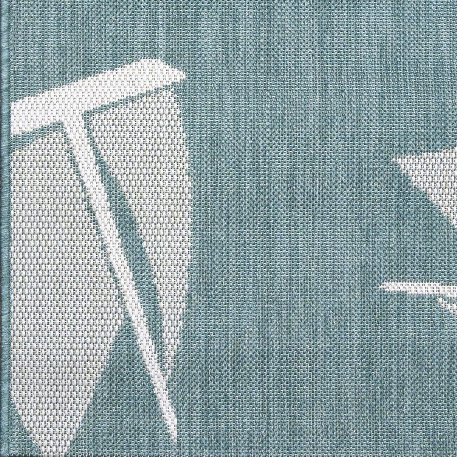 Gertmenian Indoor Outdoor Classic Flatweave Area Rug, Stain & UV Resistant Carpet, Deck, Patio, Poolside & Mudroom, 8x10 Ft Large, Sailboat, Oasis Green, 22035