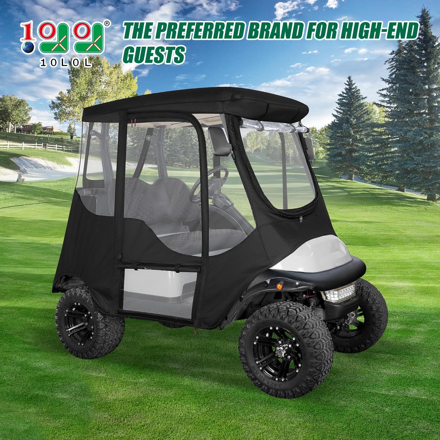 10L0L Golf Cart Enclosure - Waterproof Windproof Cover fit for 2 Passengers Club Car Precedent, 2024 Upgrade Mosquito-Proof Nanofiber Mesh, Portable Transparent Golf Cart Cover Driving Enclosure