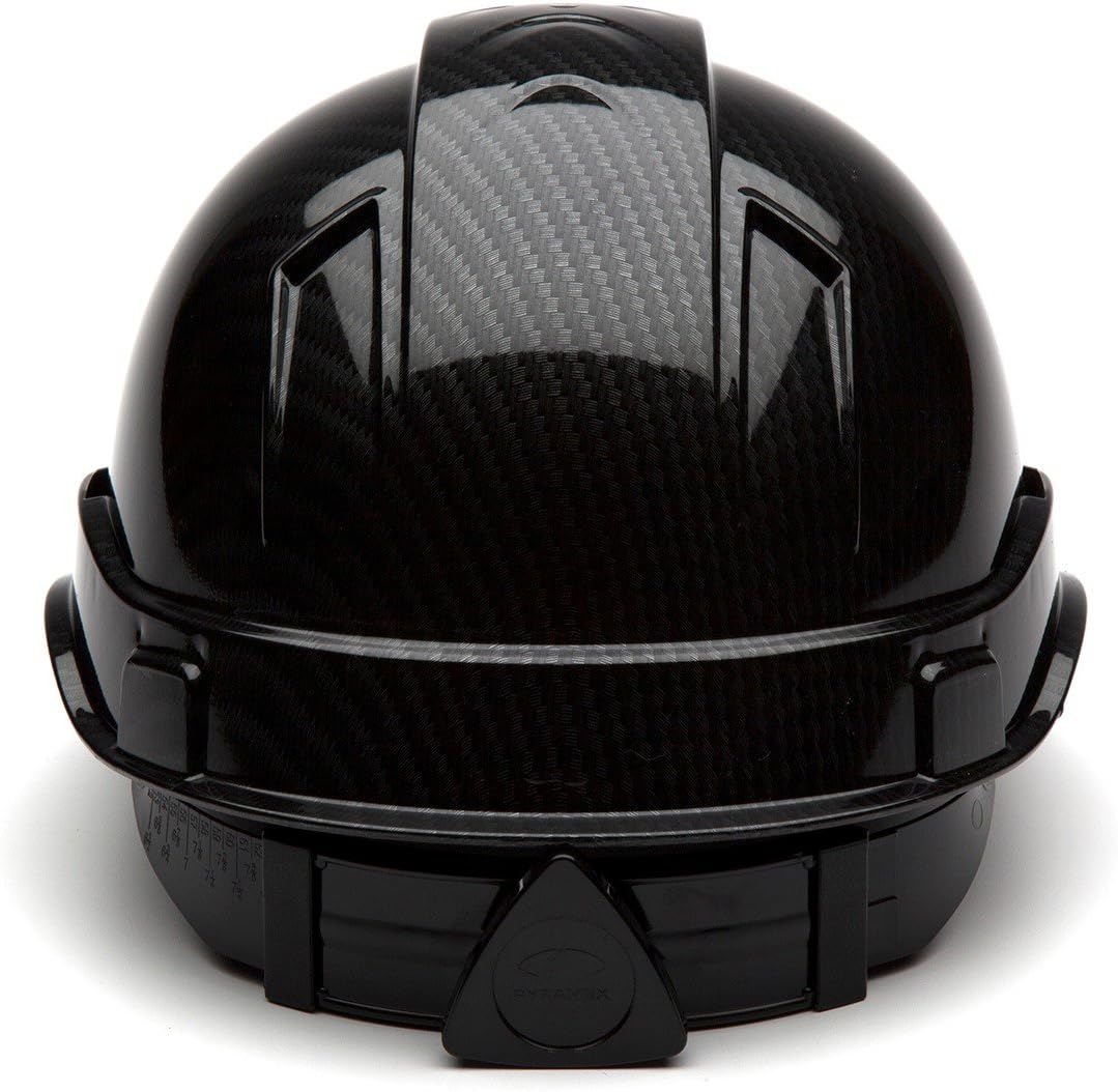 Pyramex Ridgeline Cap Style Hard Hat, 4-Point Ratchet Suspension, Shiny Black Graphite Pattern