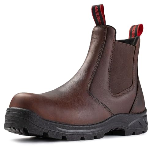 SUREWAY Men's Slip On Work Boots for Men,Upgraded Slip/Water Resistant,Static Dissipative,Fire Station Mechanic Work Boots/Shoes