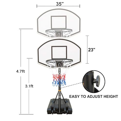 Poolside Basketball Hoop Portable Swimming Pool Height-Adjustable Basketball Goal System for Adults Youth Kids