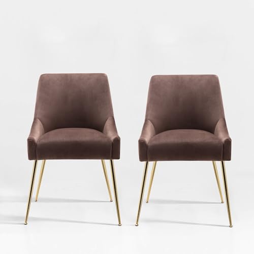 WestinTrends Carlo Upholstered Velvet Accent Chair with Gold Metal Legs (Set of 2), Royal Blue