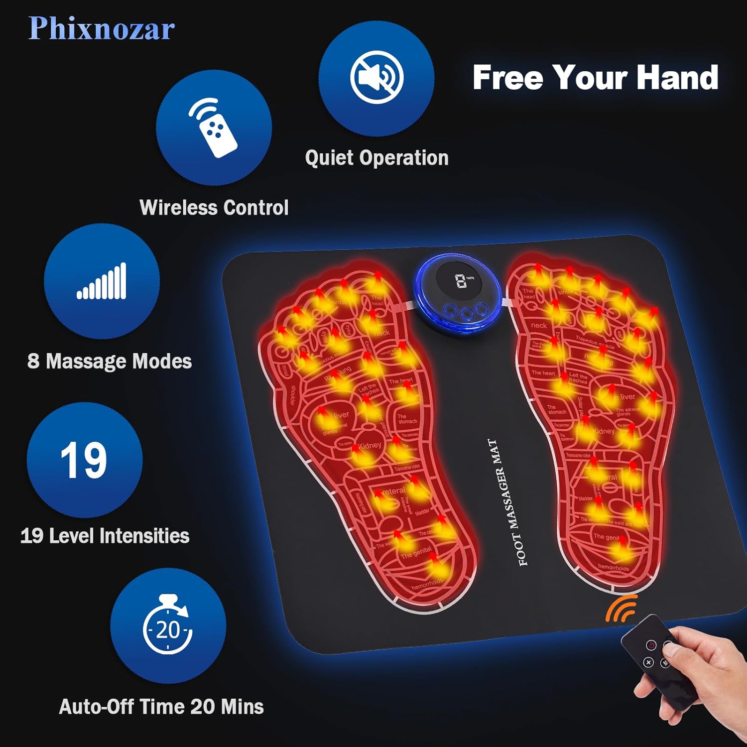 EMS Foot Massager Mat for Muscle Relaxation,Back & Leg Foot Massage, TENS (Mode:KTR-2493)