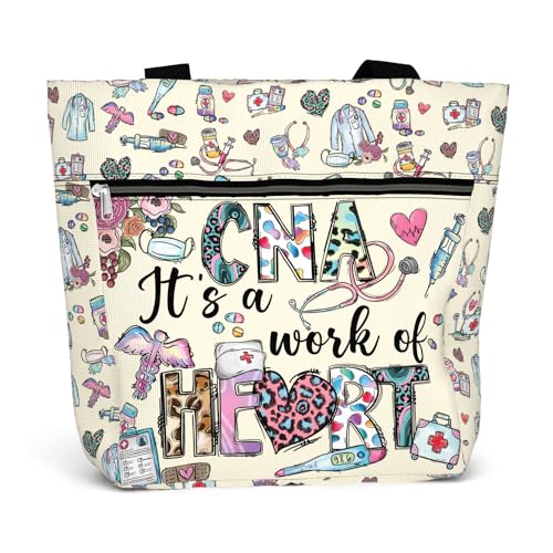Large Tote Bag for Work for Women. Waterproof Shoulder Bag with Pockets and Zipper. Gift for CNA Nurse.