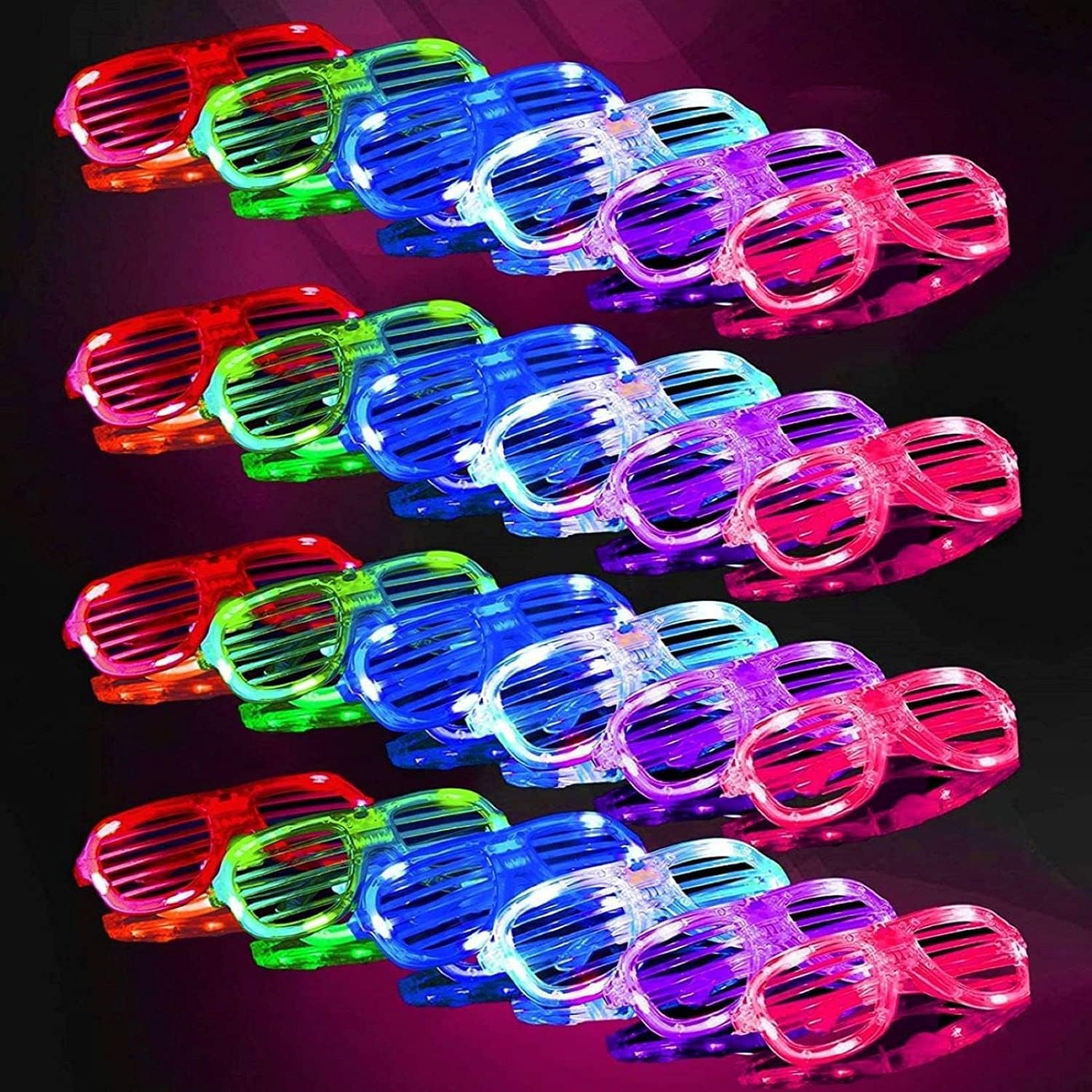 20Pack Light Up Glasses Party Supplies 6 Color LED Glow Glasses,LED Sunglasses Costumes Neon Flashing Plastic Shutter Shades Kids/Adult Glow In Dark Party
