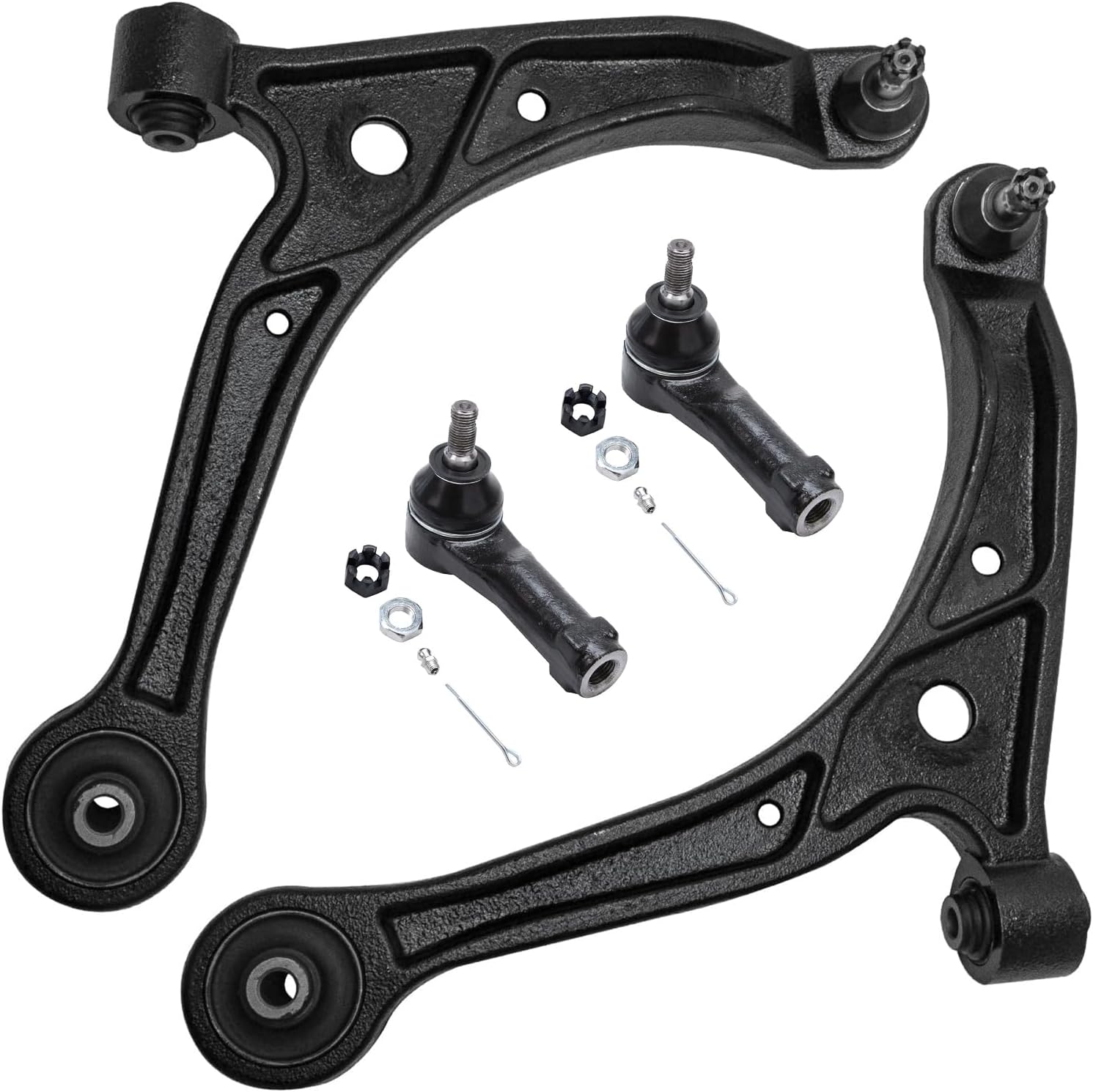 Detroit Axle - 4pc Front End Control Arms Kit for 1999-2004 Honda Odyssey 2000 2001 2002 2003 2 Lower Control Arms w/Ball Joints 2 Outer Tie Rod Links Replacement