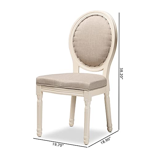 Baxton Studio Louis Fabric Backrest French Inspired Grey Fabric Upholstered and White Finished Wood 2-Piece Dining Chair Set