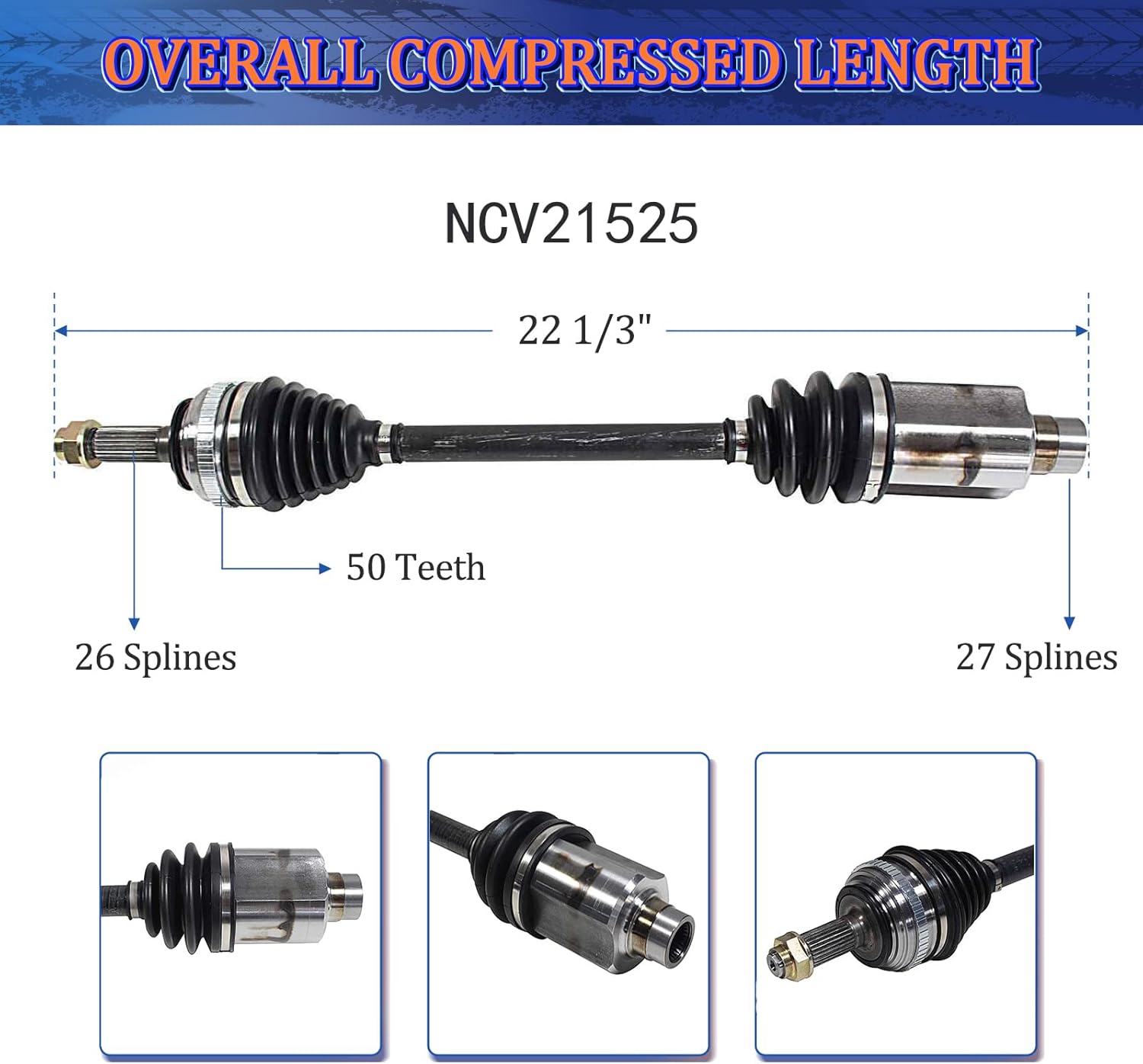 CV Axle Driver Front Compatible with Acura Integra 1994-2001 1.8L, for Honda Civic 1999-2000 and Civic del Sol 1994-1995 1.6L, FWD Front Left Side CV Joint Shaft Assembly