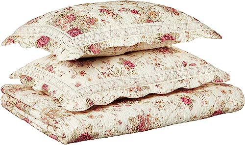 Greenland Home Antique Rose Full/Queen Quilt Set, Ecru