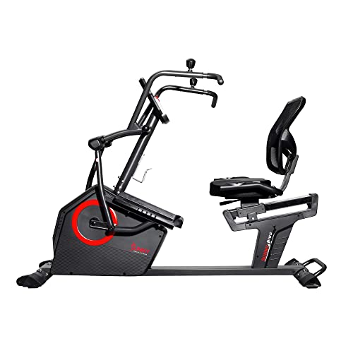 Sunny Health & Fitness Elite Recumbent Cross Trainer & Elliptical Machine with Arm Exercisers, Easy Adjust Seat, with Exclusive SunnyFit® App Enhanced Connectivity