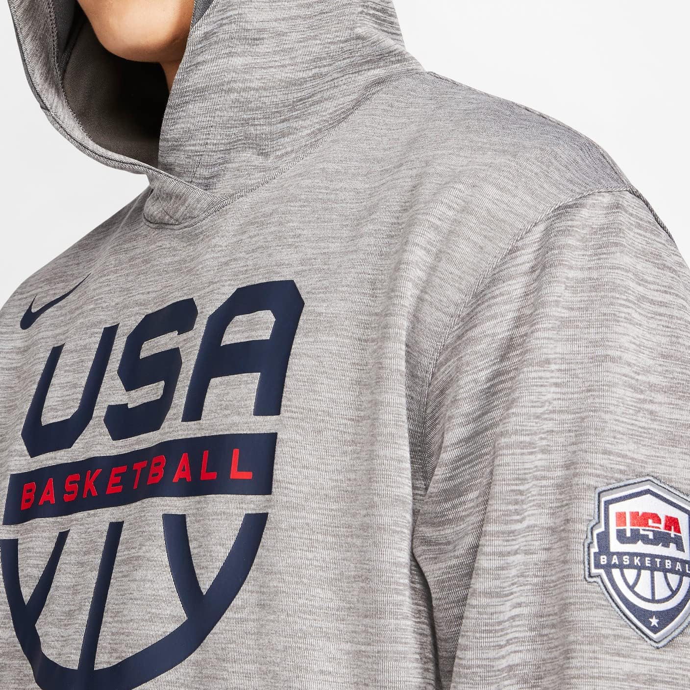 Nike USA Spotlight Men's Basketball Hoodie (Large, Dark Grey Heather/Dark Grey)