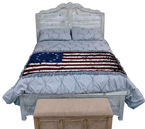 United States American Flag Blanket - Gift Soft Tapestry Throw Woven from Cotton - Made in The USA (69x48)