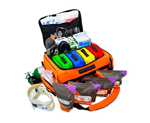 Lightning X Products Lightning X Jumbo Medic First Responder EMT Trauma Bag Stocked First Aid Trauma Fill Kit D Blue 1.0 Count