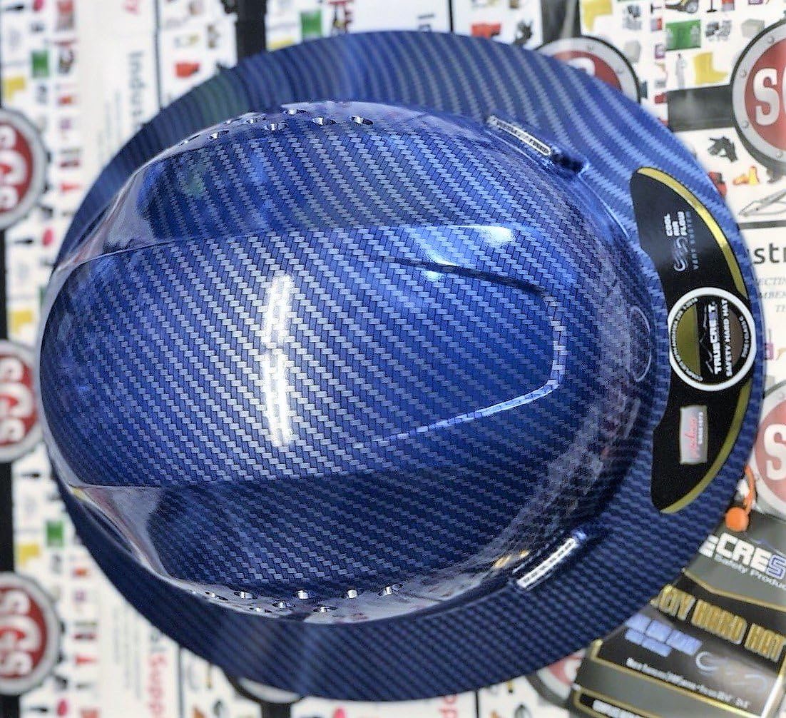 HDPE Hydro Dipped Blue/Silver Full Brim Hard Hat with Fas-trac Suspension