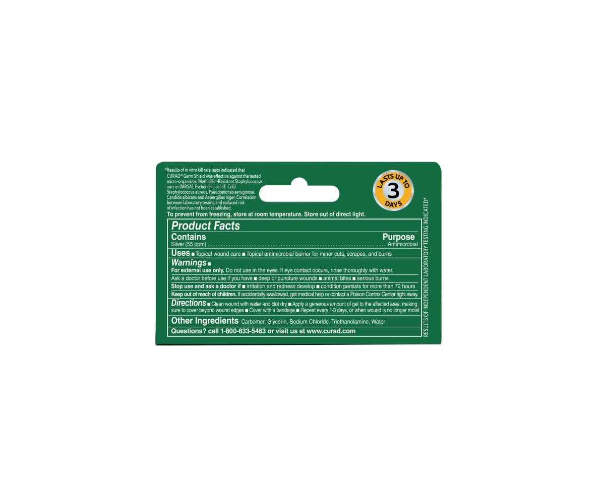 Curad GermShield Antimicrobial Silver Wound Gel 0.5 ounces, Pack of 12