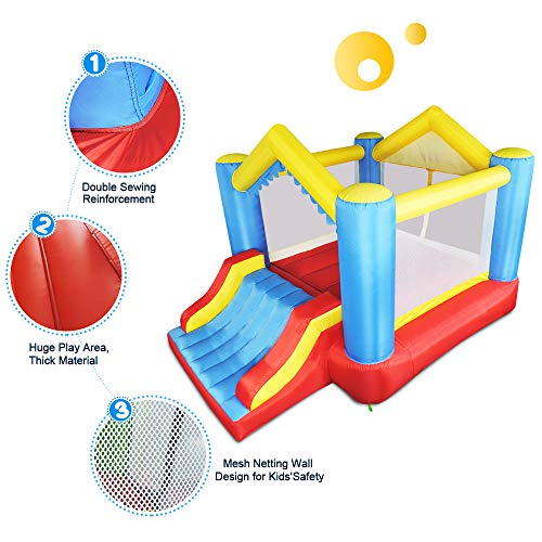 YARD Bounce House Inflatable Bounce House with Slide 12 ft x 9 ft x 8 ft H, Jumping Bouncing House Jump Slide Dunk Playhouse with Air