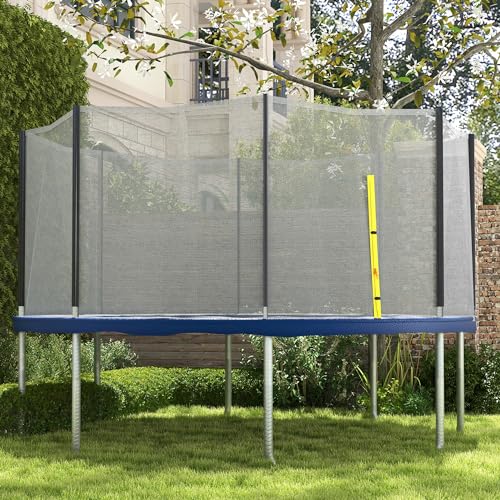 Soozier Trampoline Safety Net for 14ft Round Trampoline with 8 Straight Poles, Weather-Resistant Trampoline Net Replacement Enclosure with Yellow Zippered Entrance, Poles Not Included