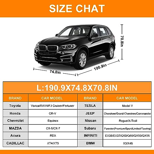 Car Cover for Jeep Wrangler 4 Door Waterproof Car Cover with Driver Door Zipper - All Weather Protection Outdoor Car Cover Snow Sun Rain Hail Fits 1992-2023 Jeep JK JL CJ YJ TJ