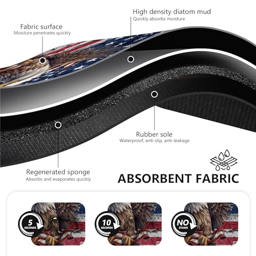 Marble Dish Drying Mats For Kitchen Counter, Quick Dry Coffee Mat, Absorbent Bar Mats For Countertop, Easy Clean Coffee Station Mat, 12x18 In, Blue Gold