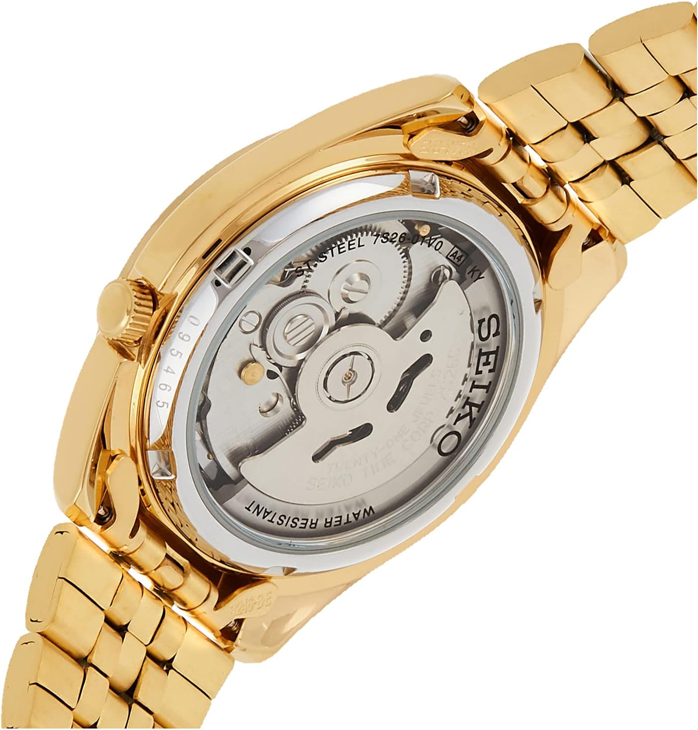 Seiko Men's SNK366K 5 Automatic Gold Dial Gold-Tone Stainless Steel Watch