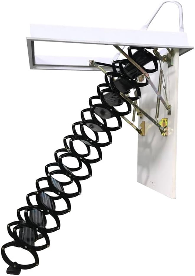 TECHTONGDA Attic Loft Ladder Stairs, 10.5 Ft Attic Stairs Pull Down Attic Ceiling Ladder, 13 Steps Folding Stairs Loft Ladder, Al-Mg Alloy, 31.5'' x 39.4'' Opening Size, 660lbs Capacity, Black