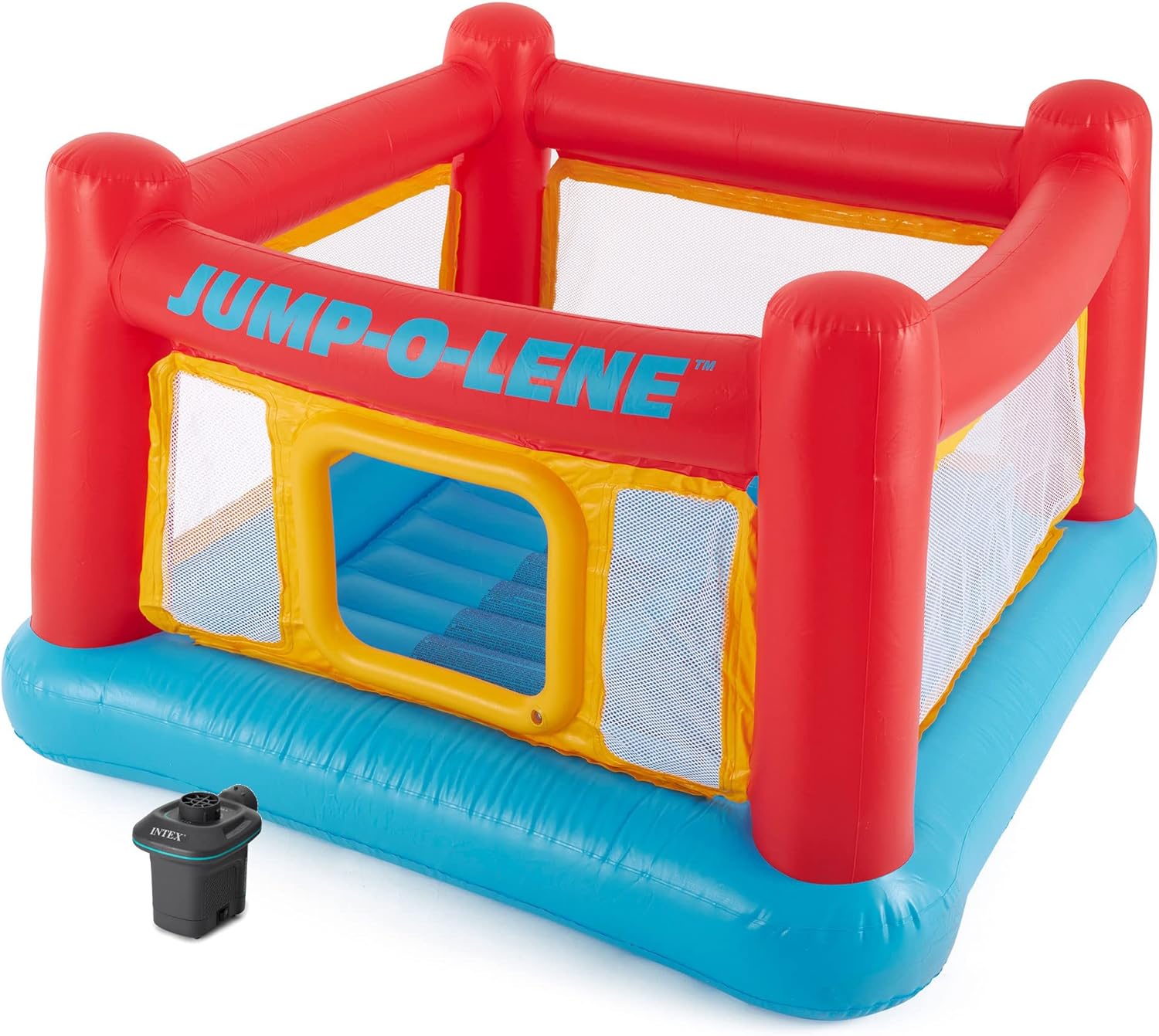 Intex Inflatable Jump-O-Lene Indoor Outdoor Kids Bounce Castle House with Air Pump