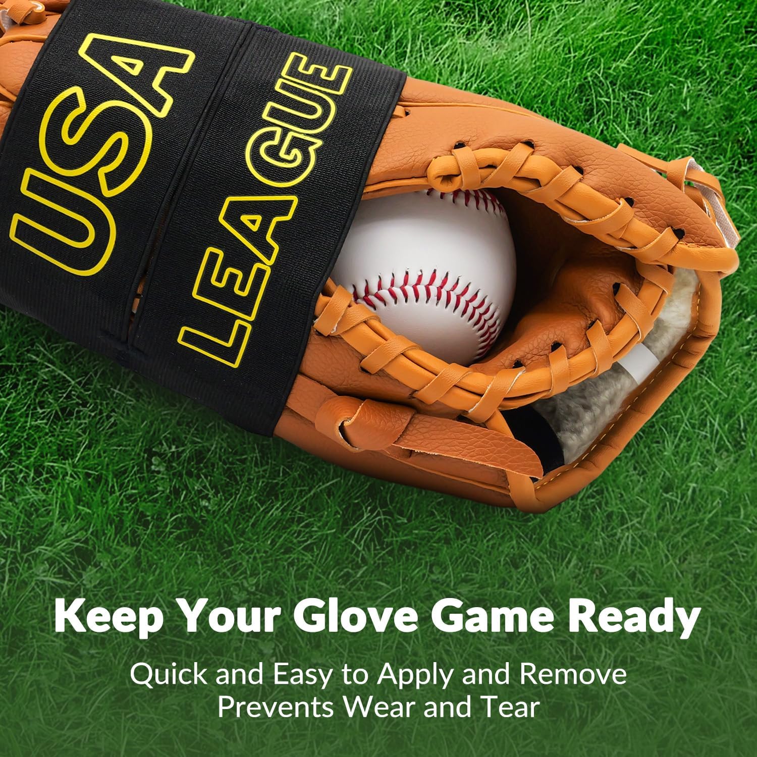 Baseball Glove Wrap Band, Baseball & Softball and Mitt Glove Strap Helps Speed Up Break-in Process, Flexible Former and Pocket Shaper | Baseball Glove Accessories for Most Gloves, Easy to Use