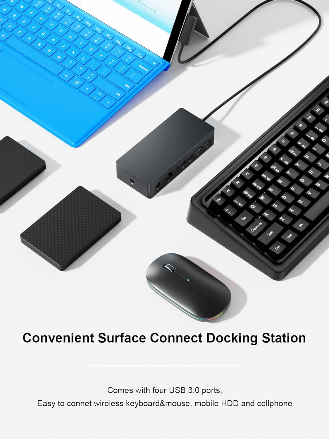 Surface Pro Docking Station,Surface Dock with 90W Power Supply,Gigabit Ethernet,Mini DP*2,USB 3.0 * 4,Audio Compatible with Surface Pro 9/8/7/X/6/4/3,Surface Book,Surface Go,Surface Laptop/Laptop go