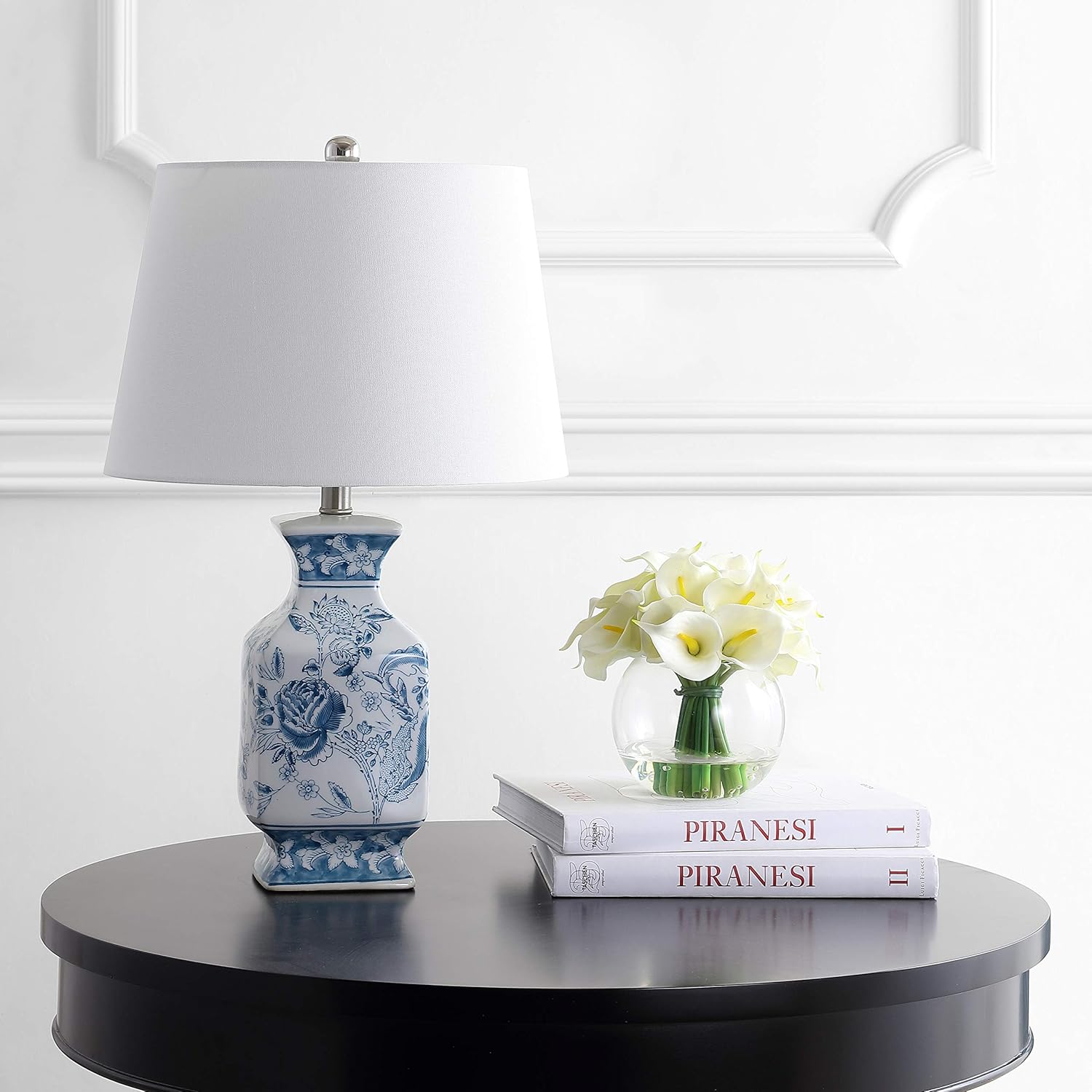 SAFAVIEH Lighting Collection Mayson Blue/ White Chinoiserie 24-inch Bedroom Living Room Home Office Desk Nightstand Table Lamp (LED Bulb Included)