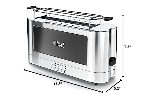 Russell Hobbs TRL9300GYR 2-Slice Glass Accent Long Toaster, Silver & Stainless Steel
