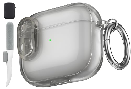 Valkit Compatible Airpods 3rd Generation Case Clear with Cleaner Kit & Lock, Soft TPU Airpods 3 Transparent Case 2021 with Keychain Shockproof Protective Cover Case for Airpods 3rd Gen Charging Case
