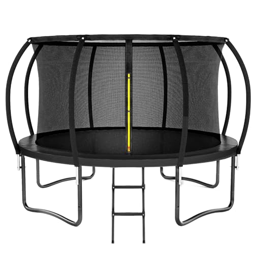 12FT 14FT 16FT Trampoline, Outdoor Trampolines for Kids and Adults, Recreational Big Trampoline with Basketball Hoop, Round Trampoline with Sprinkler for Backyard, ASTM Certified