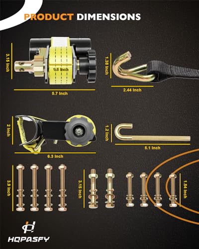 Ladder Rack Ratchet Straps, W/J-Hook (2PCS), 2