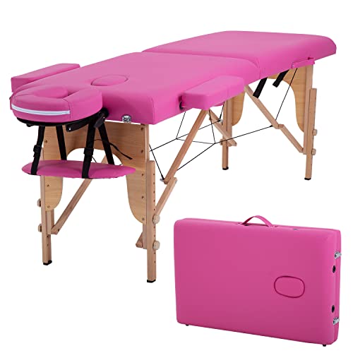Portable Massage Table Folding with Free Accessories, Wooden/Aluminum 84