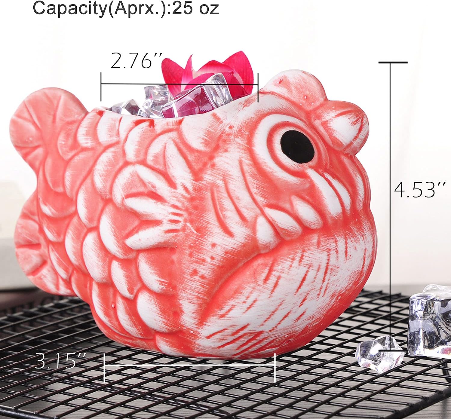 WHJY Creative Cocktail TIKI Mug Bar-Tiki Glass Hawaii Wine Red Light Fish Ceramic Cup Mug