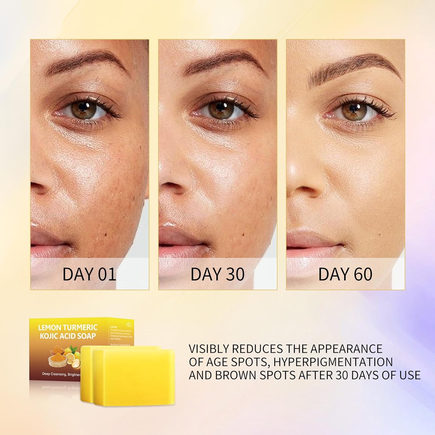 Tamoskiny Lemon Turmeric Kojic Acid Soap Kojic Acid Soap for Hyperpigmentation Skin Soap, Turmeric Soap Bar For Dark Spots, Hand Soap Bar Acne Face Body Bar Deep Cleansing Face Wash (2 Pack)