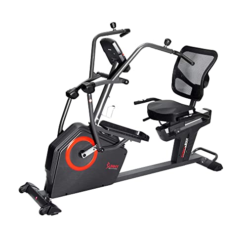 Sunny Health & Fitness Elite Recumbent Cross Trainer & Elliptical Machine with Arm Exercisers, Easy Adjust Seat, with Exclusive SunnyFit® App Enhanced Connectivity