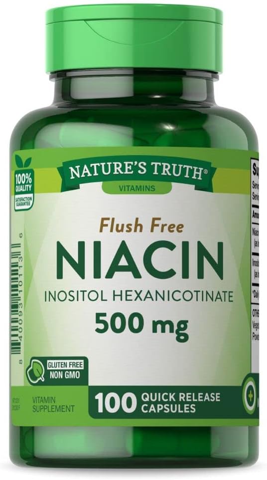 Nature's Truth Flush Free Niacin 500 mg 100 Caps, 100 Count