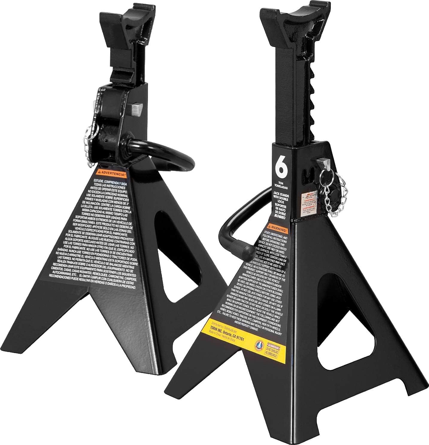 BIG RED AT46002ABR-2 Torin Double Locking Steel Jack Stands, 2 Pack, 6 Ton (12,000 lb), Black