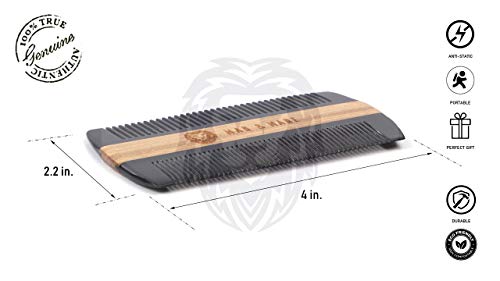Premium Natural Ox horn and Sandalwood Dual-Action Beard Comb with Black Protective Case – the Perfect Beard & Mustache Grooming Companion & Gift for Men – by Man & Mane