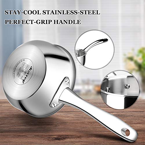 Duxtop Whole-Clad Tri-Ply Stainless Steel Saucepan with Lid, 3 Quart, Kitchen Induction Cookware