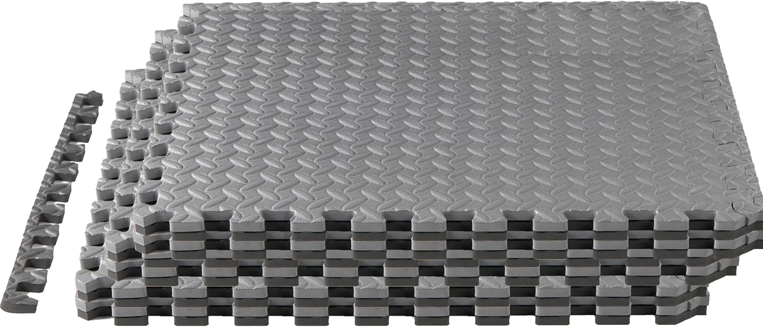 Yes4All 24SQFT-120SQFT Puzzle Exercise Mat for Home Gym, EVA Interlocking Foam Floor Tiles with Border for Workout Equipment