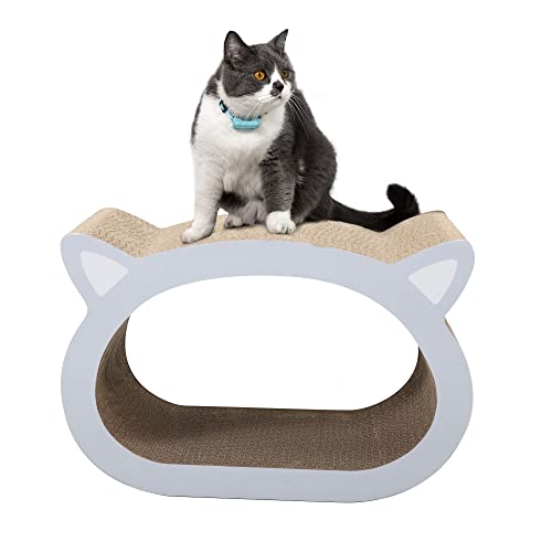 COZIWOW Fashion Durable 18.5Inch Indoor Cat Scratcher Outdoor, Cat Scratching Board Lounge Toys Made from Corrugated Cardboard Cat Scratch Pad for Cats and Kittens, Cat Scratch Toy(Kitten's Head)