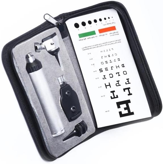 Real-Star Simaeco Otoscope, ophthalmoscope 2 in 1 stainless-steel handle  for Both Adults and Pediatric. Batteries are not Included.