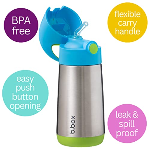 b.box 16.9 oz Insulated Water Bottle: Keeps Drinks Cold up to 15 Hours, Warm up to 8 Hours. Triple Wall Stainless Steel Kids Water Bottle. Dishwasher Safe (Blue Slate, 16.9 oz)