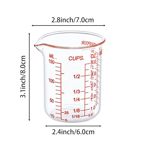 High Borosilicate Glass Measuring Cup-V-Shaped Spout，Glass Measuring Beaker for Kitchen or Restaurant, Easy to Read, 120 ML (4 Oz)-Pack of 2